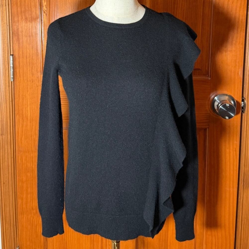 Neiman Marcus 100% Cashmere Collection Ruffled Arm Sweater Size Small